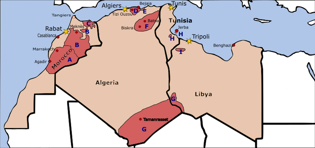 berber in algeria map